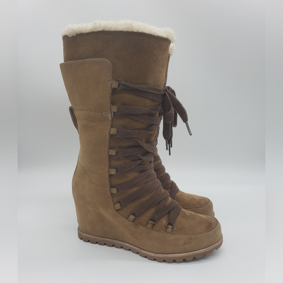 357- UGG Mason Chestnut Waterproof Suede Women's Boots 8.5 - Picture 1 of 13
